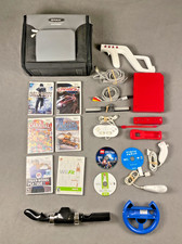Nintendo Wii Red 25th Anniversary Bundle W/ 9 Games Accessories Case