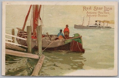 RED STAR REEDEREI Antwerpen nach New York & Boston Postkarte