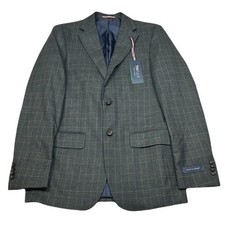 Tommy Hilfiger Sport Coat Mens 36R 36 Olive Brown Plaid Flex Blazer 295 NEW