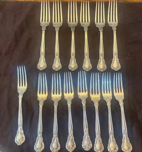14pc Gorham CHANTILLY Sterling Silver Fork Set - Two Sizes