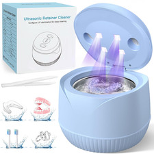 Dental Ultrasonic Retainer Cleaner Machine - Dental Cleaning Pod for Denture, Mo