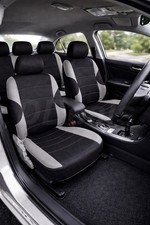 Car Seat Covers - Black & Grey Racing Full 9pc Set - Front Rear For MG