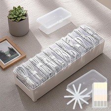 11 Case Cable Storage Box with Straps Label Stickers Cord Organizer