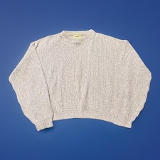 Vtg Eddie Bauer Made In USA Cotton Knit Sweater Men's Size Large STAINS