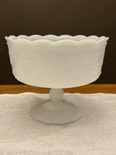 Vintage E.O. Brody Co #M6000 White Milk Glass Pedestal Bowl