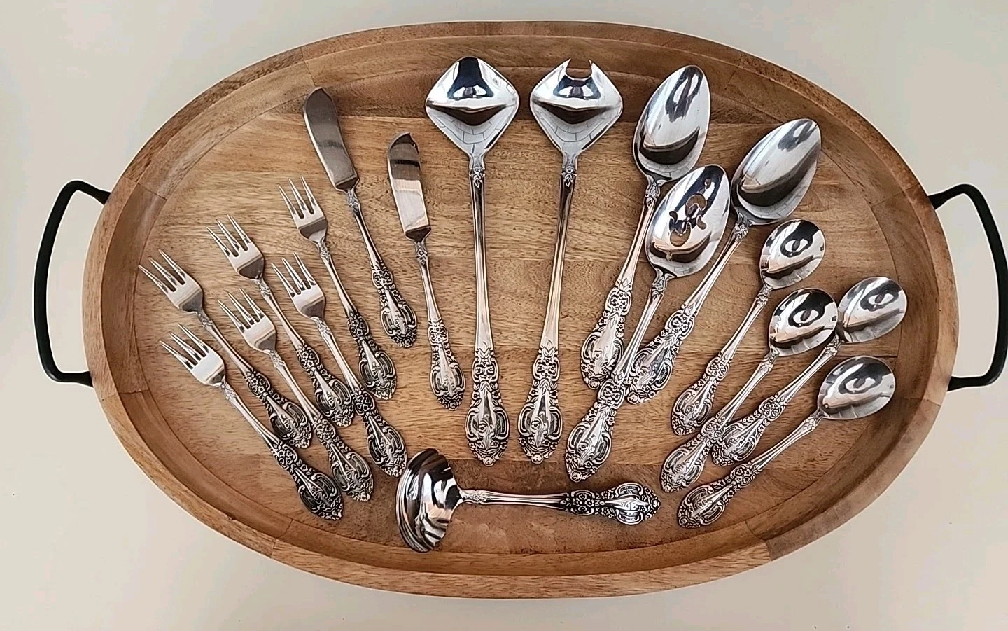 Vintage Springtime Japan Stainless Flatware Silverware 18pc Hostess Serving Set
