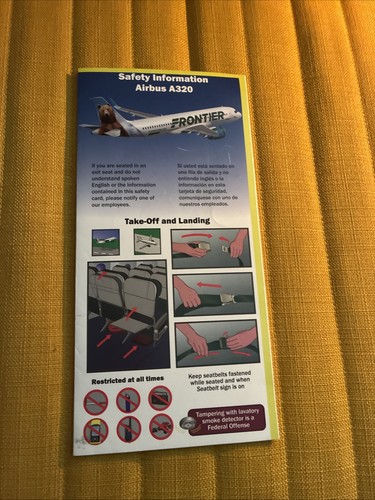 Frontier Airlines A320 Safety Card 2010
