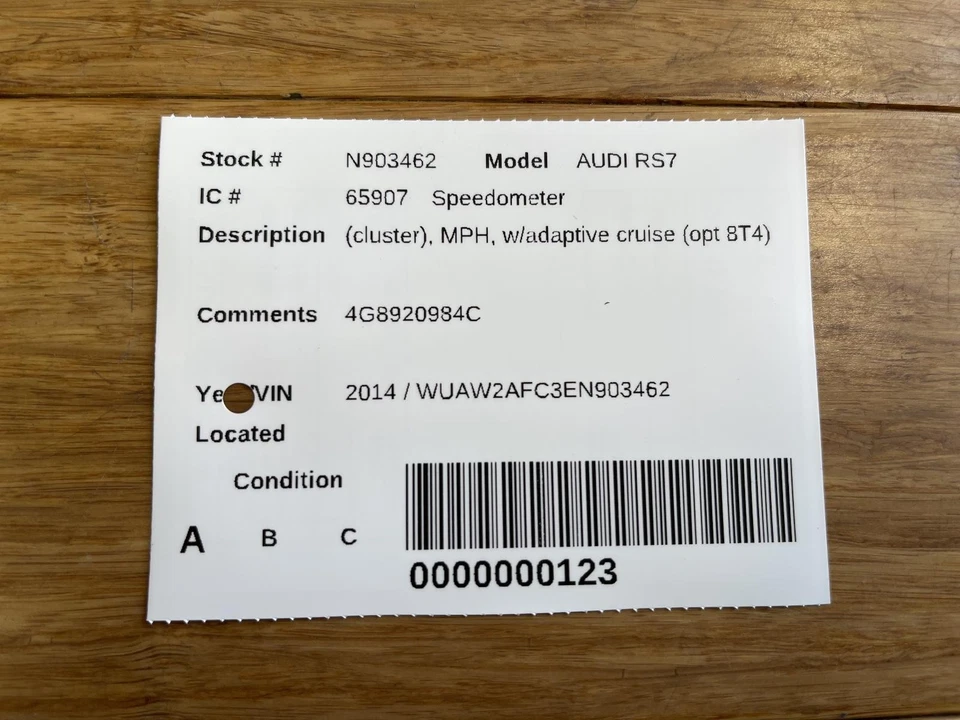 Audi RS7 2014 2015 velocímetro panel MPH con opción de crucero adaptativa 8T4 Foto 2 de 4