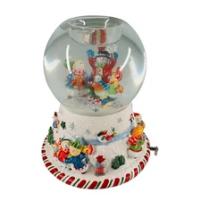 PartyLite Peppermint Pals Tealight Musical Motion Snow Globe Susan Winget w/ box