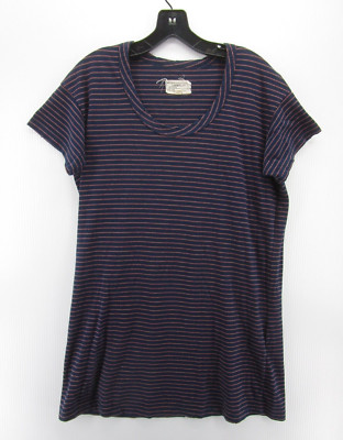 Current Elliot Dress Women 0 Blue Shirt Pullover Mini Striped Knit Scoop Neck