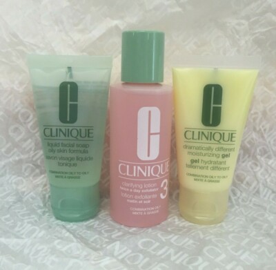 Clinique 3 Step Dramatically Moisturizing Gel Oily Facial Soap Clarifying Lotion