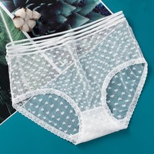 Femme Coeur Dentelle Slip Triangle Slip Transparent sous-Vêtement Culotte