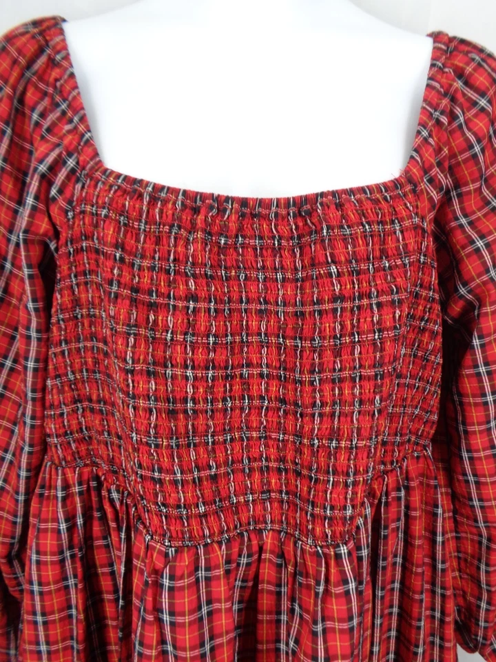 Old Navy Red Tartan Plaid Smocked Mini Dress Plus Size 2X - Image 3 of 4
