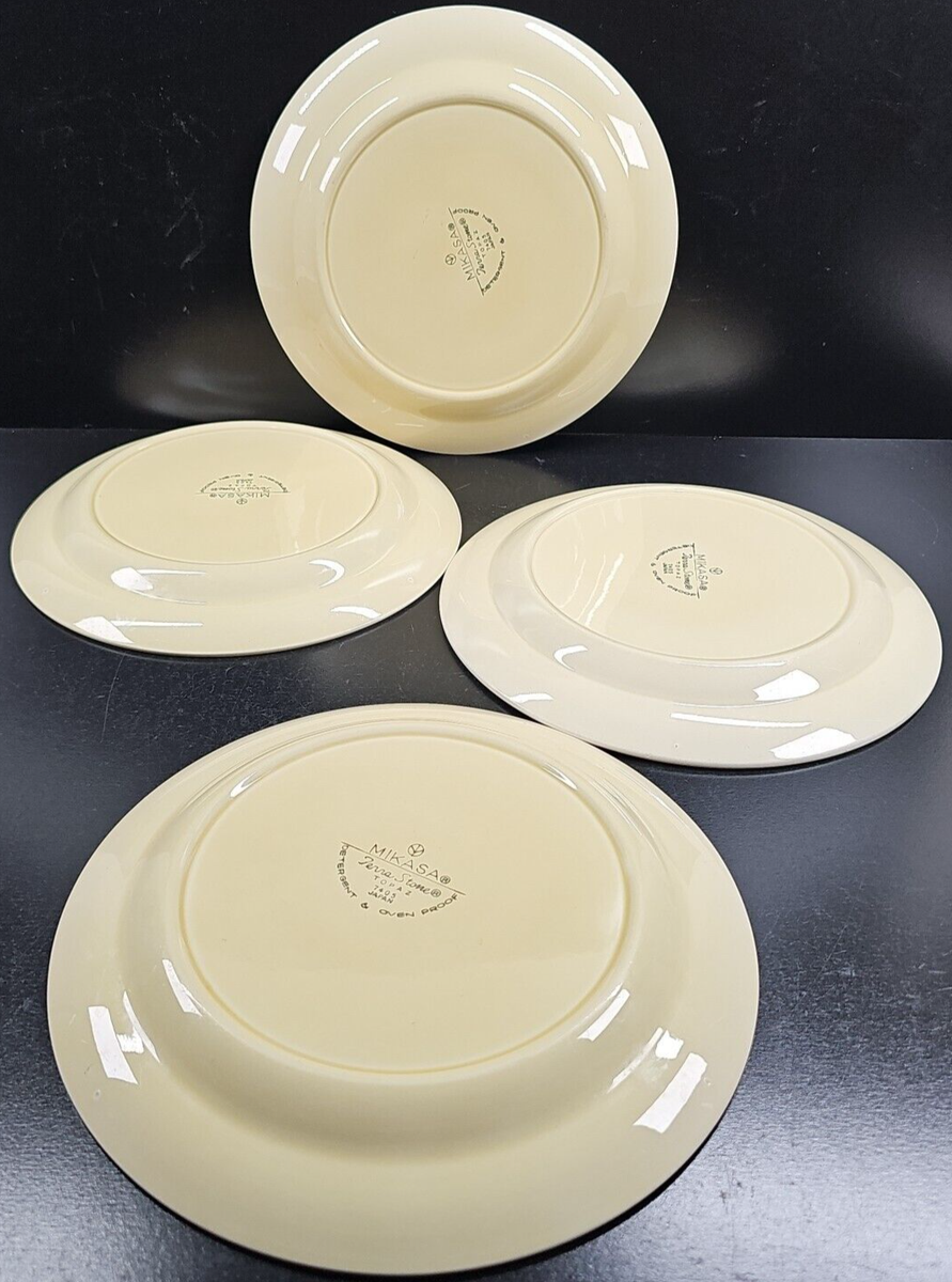 4 Mikasa Topaz Dinner Plates Set Vintage Terra Stone Light Brown