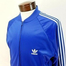 Vtg 80 s ADIDAS ATP Keyrolan 3 stripes Blue Track Jacket Zip Up USA Men's M EUC