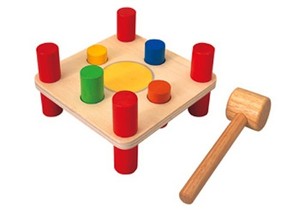 wooden hammer and pegs