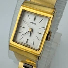 Vintage Seiko Watch Women Hand Winding Mechanical Gold Tone Rectangle 5.75"