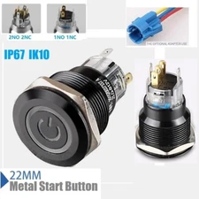 22mm Tri-color RGB IP67 Ring+Power LED Black Aluminium Alloy Push Button switch