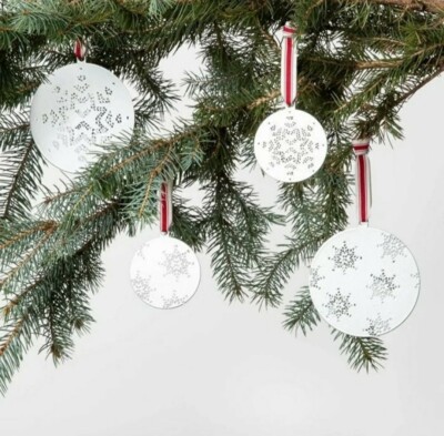 Hearth and Hand with Magnolia Metal Tin Snowflake Ornaments Set of 4 Brand New!