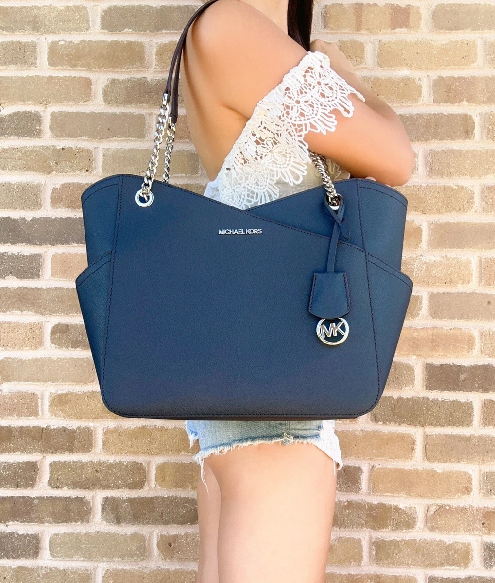 Michael Kors Bags | Michael Kors Large Chain Shoulder Tote Bag Navy | Color: Blue | Size: Os | Shelleya2's Closet