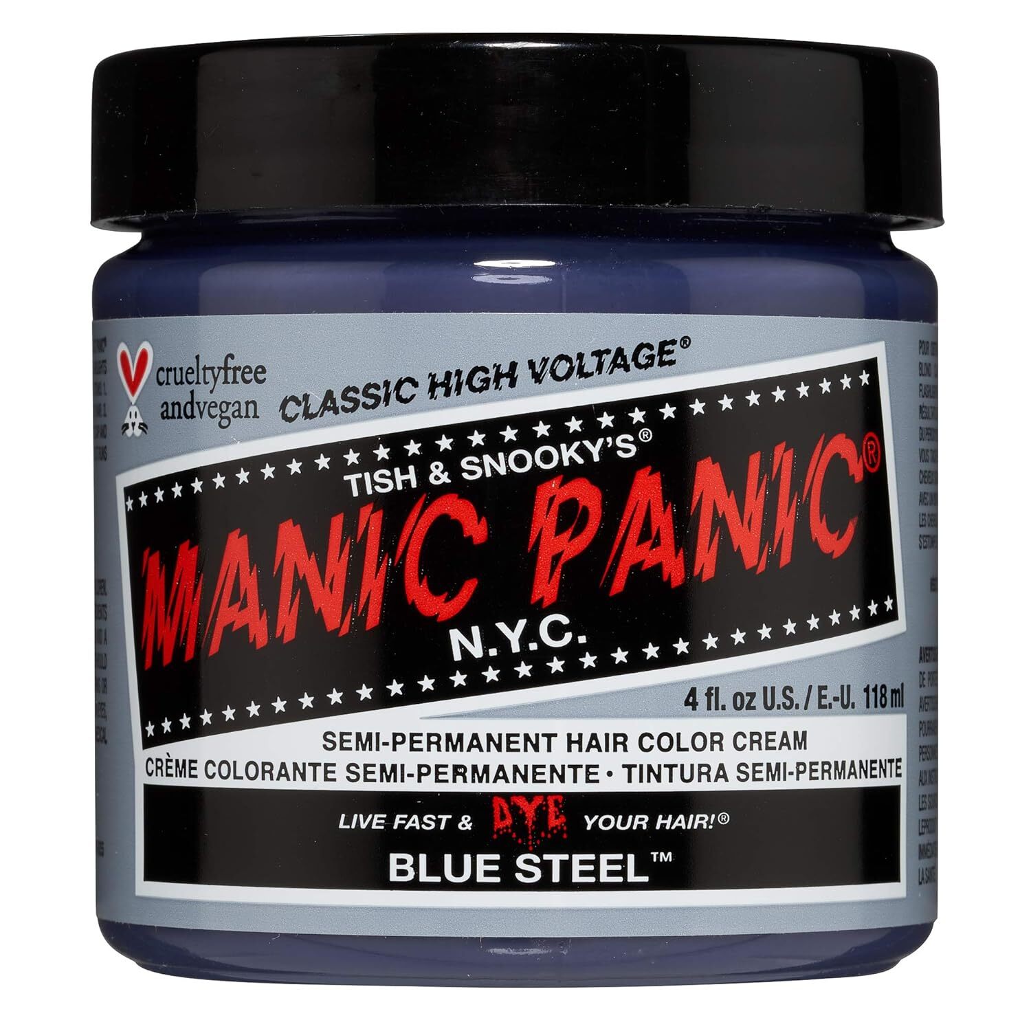 MANIC PANIC Hair Dye Semi Permanent Hair Color-Blue Steel- 4