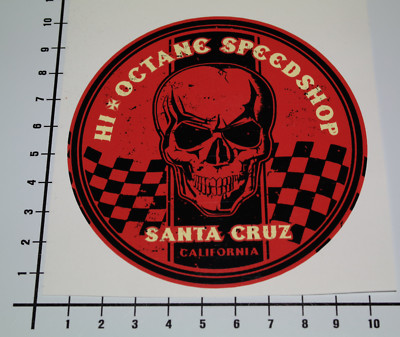 Hi Octane Speedshop Red Sticker Motorsport Skull V8 69 Mi271