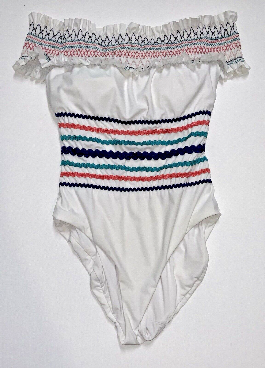 Red Carter Women's Size XS One Piece Swimsuit Smocked Off The