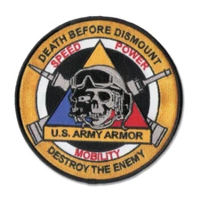 US Army Armor - (Tanker) Embroidered patch - 5" diameter with wax backing - New