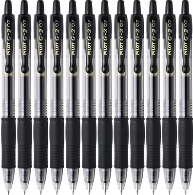 Pilot G2 07 Retractable Rollerball Gel Ink Pen 0.7mm BLACK INK SET