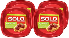 SOLO Squared Plastic Plates Red 10.25" Quantity 120 Deep Dish with Grip Dimples