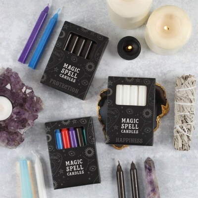Magic Spell Candles Pack Of 12, Pagan Wiccan Protection Happiness Luck ...