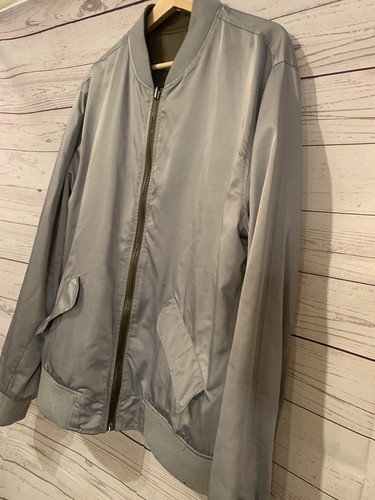 Mens Guess Jeans Los Angeles Olive&Silver Reversible ZipUp Collar Jacket Size XL - Picture 8 of 11