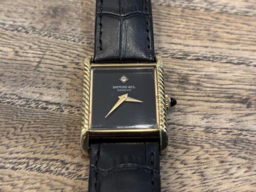 Vintage Raymond Weil Geneve 651 Black Lacquer Dial Tank Handaufzug Uhr vergoldet - Bild 3 von 18