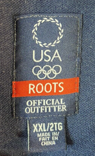 Vintage Roots Polo Shirt XXL USA Olympic Snap Short Sleeve Warm Up Navy Shacket - Picture 2 of 16