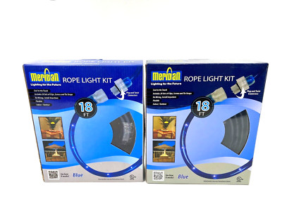 Lot of 2 Meridian 18 ft Rope Light Kit in Blue NEW IN BOX! Indoor / Outdoor