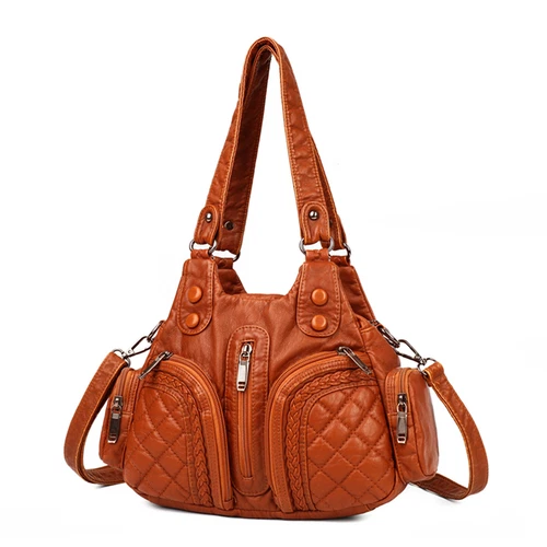 Damen Vintage PU Leder Handtaschen Schulter Geldbörsen Beuteltasche Tasche mit Schultergurt - Bild 10 von 24