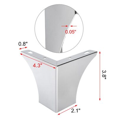 4 Inch Metal Furniture Legs Set of 4 Heavy Duty Furniture Feet Minimalist Des...