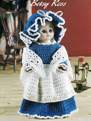 crochet a doll dress fashion off the shoulder dress, crochet doll PATRIOTIC Betsy Ross Doll Dress/Crochet