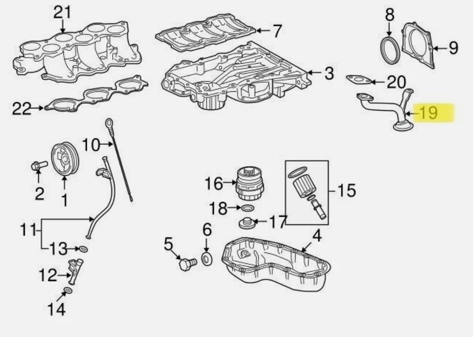 TUBO FILTRO ACEITE MOTOR PICK-UP TOYOTA GENUINO SIENNA 15104-31120 Foto 2 de 4