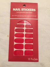 Nail Polish Strips in cherry red sparkle / 15 Nail Wraps / 15 Nail Stickers  NEW