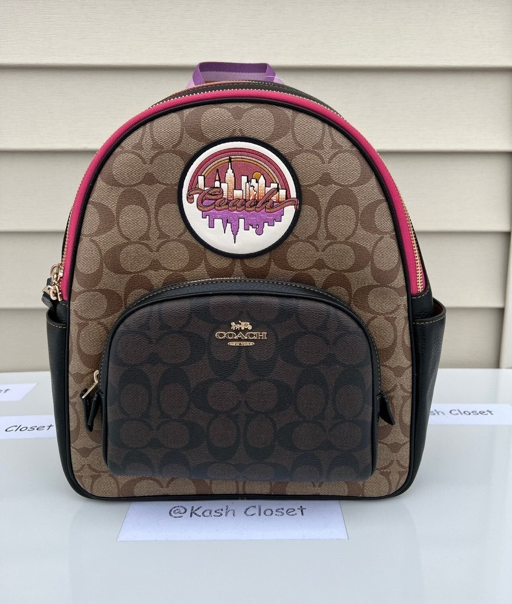 Coach Brown and Pink Signature Backpack Coach | Bags | Coach Signature Brown And Pink Backpack Used  main image 2