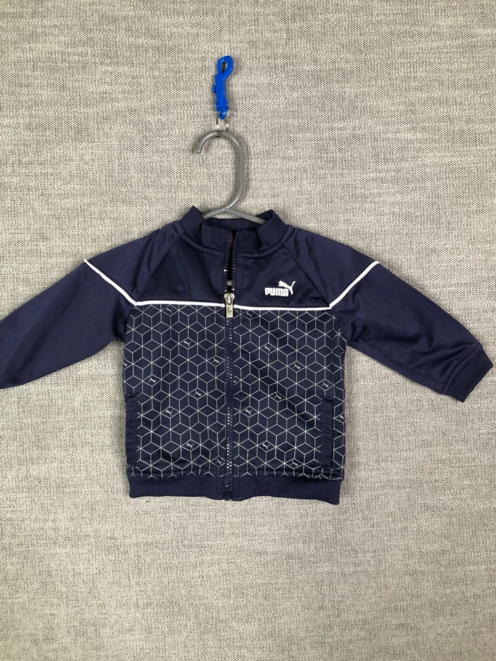 彪马运动夹克男孩 0 6 个月蓝色几何全拉链 — 第 2/4 张图片