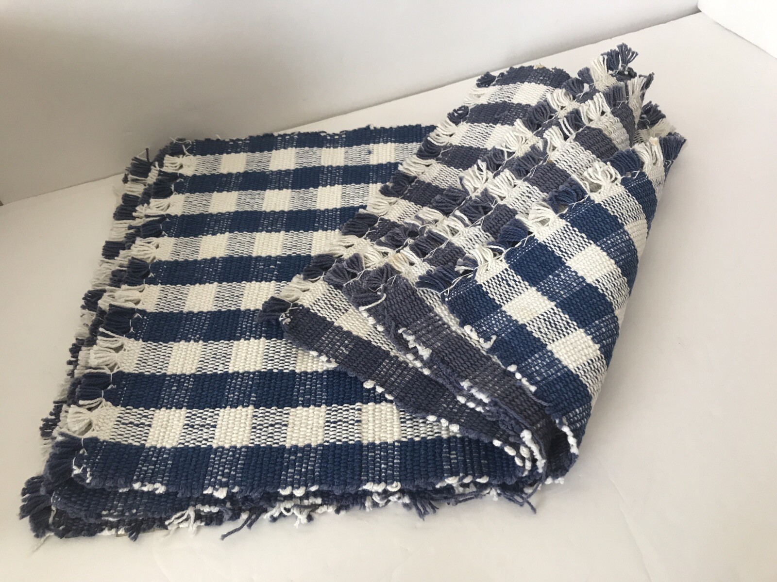 Placemats Woven French Country Blue Plaid 13” X 19” 100 Cotton Set of 4 NEW eBay