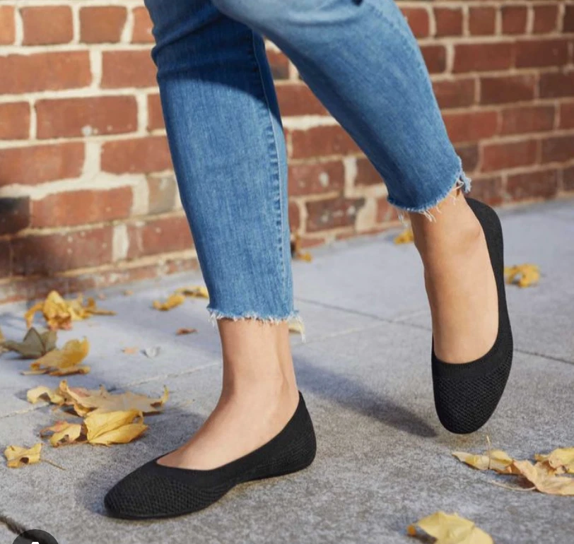 Allbirds New Black Knit Flats Sz 9.5 lightweight flexible stretchy shoes