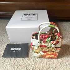 Moschino Micro Mini White Floral Chain Handba...