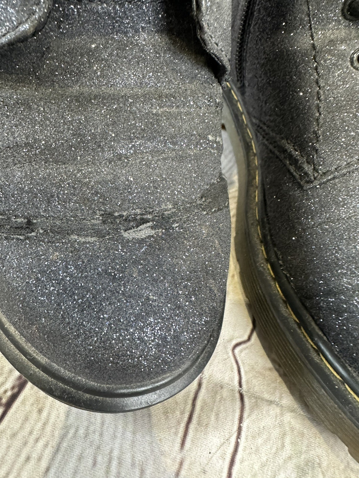 Dr. Martens Black Doc's Chunky Glitter "Farrah" Ankle Boots Women’s Size 5 Shoes image 8