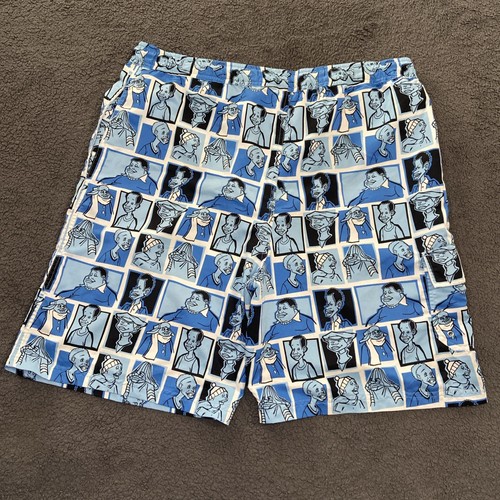 Vintage Y2K Platinum Fubu Fat Albert All Over Print Blue Check Swim Shorts L - Imagen 9 de 18