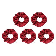 5pcs Silk Satin Scrunchies with Zipper Pocket Elastic Hair Bands Red
