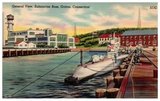 Vintage Postcard Submarine Base Groton Connecticut General View Naval Scene