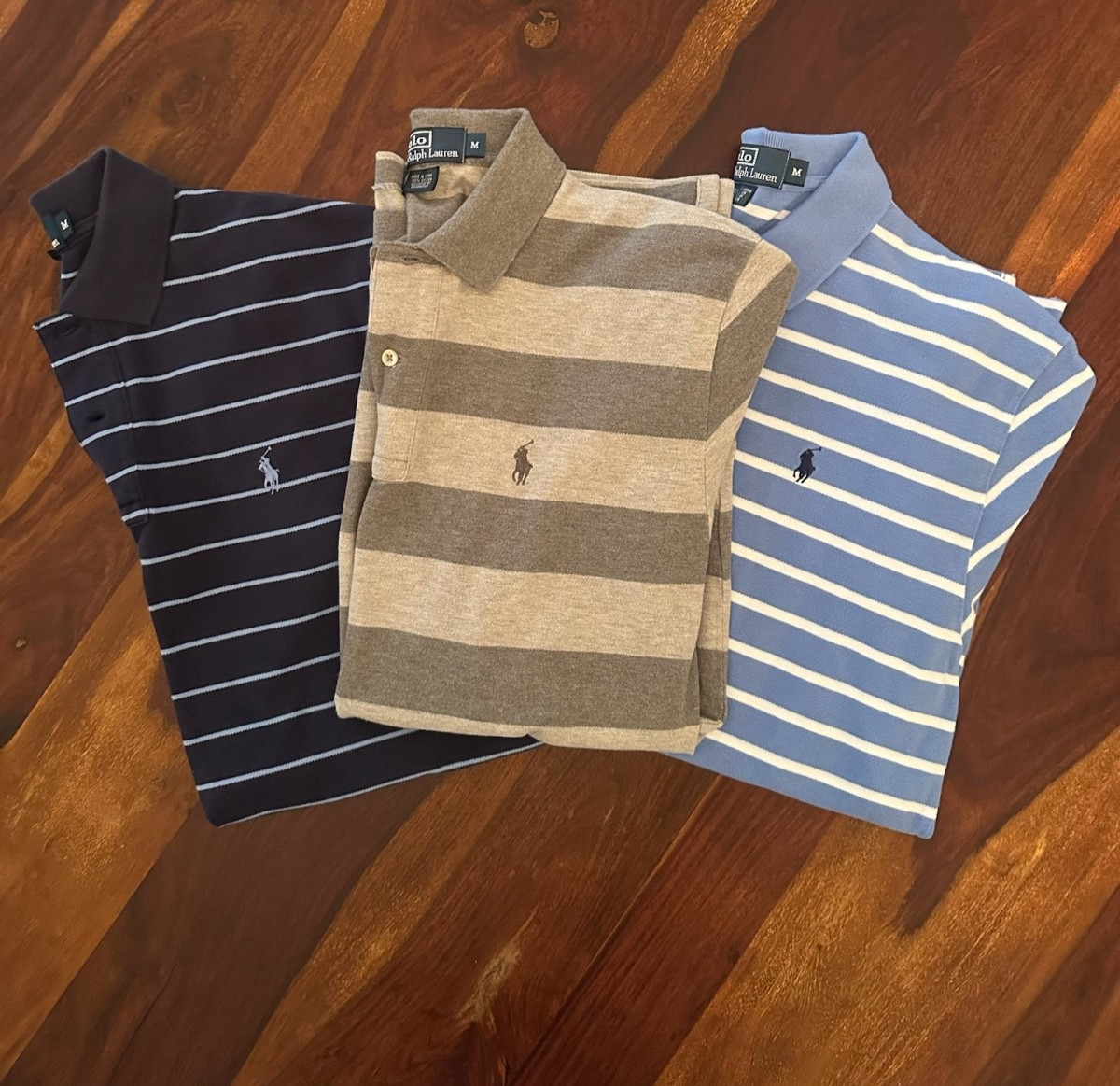 Polo Ralph Lauren Pony Shirt Men M Classic Striped Preppy Golf Vtg 90s Lot of 3